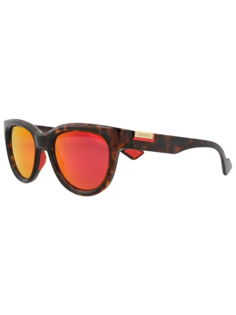 New Gucci Women's Sunglasses Round Oval Injection Frame Mens Havana Havana Red
